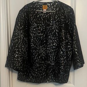 Ruby Rd. Women's Black and Silver Patterned Blazer